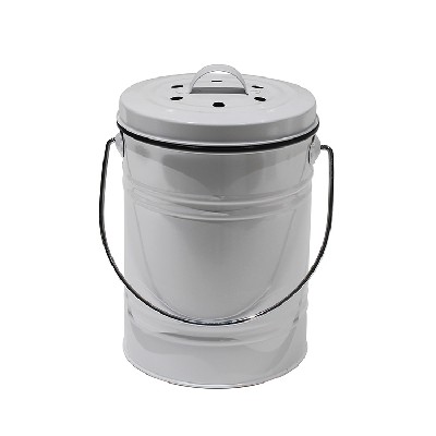 White Galvanized metal Countertop Kitchen Food Waste Compost Bin