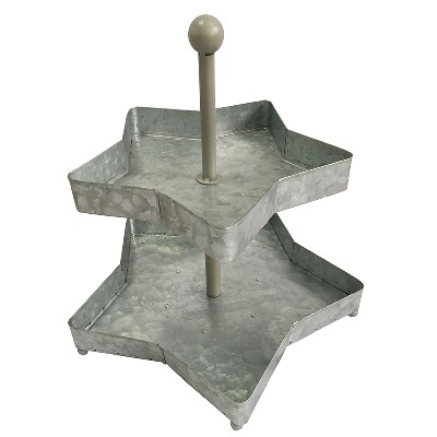 Vintage Galvanized steel star shape 2 tier Serving tray