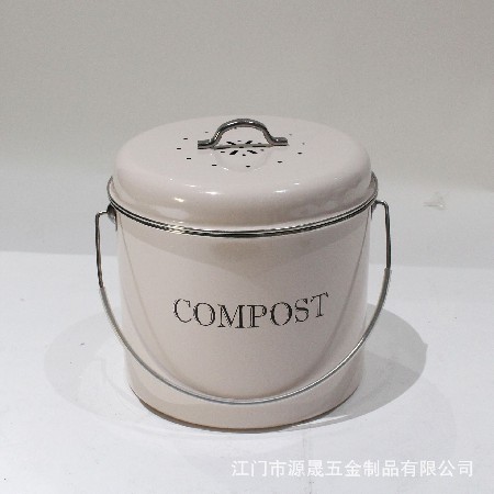 定制亞馬遜廚余收納垃圾桶 compost bin鍍鋅鐵金屬家用廚房垃圾桶