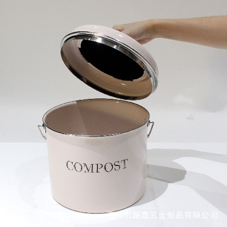 定制亞馬遜廚余收納垃圾桶 compost bin鍍鋅鐵金屬家用廚房垃圾桶