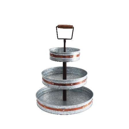 Outdoor Indoor Serveware Galvanized large 3 tier serving tray