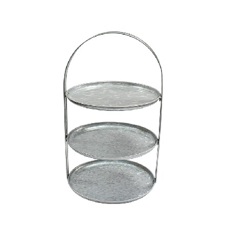 Indoor outdoor use galvanized metal 3 tier stand serving tray