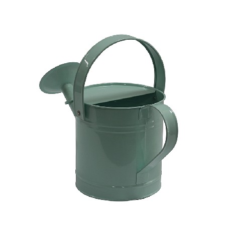 Light blue galvanized metal plant watering can