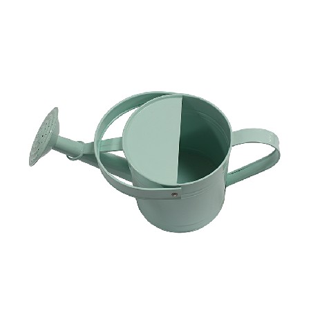 Light blue galvanized metal plant watering can