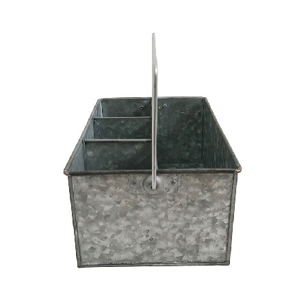 Galvanized Metal Carry Compartment utensil organizer caddy