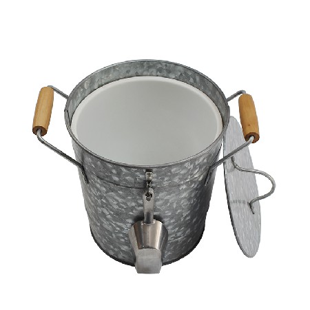 Metal Double Wall Drink Bucket With Lid And Scoop