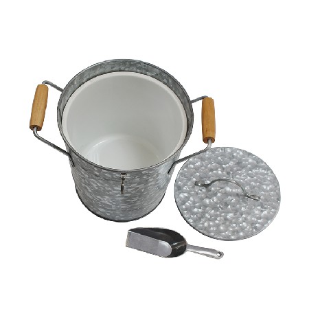 Metal Double Wall Drink Bucket With Lid And Scoop