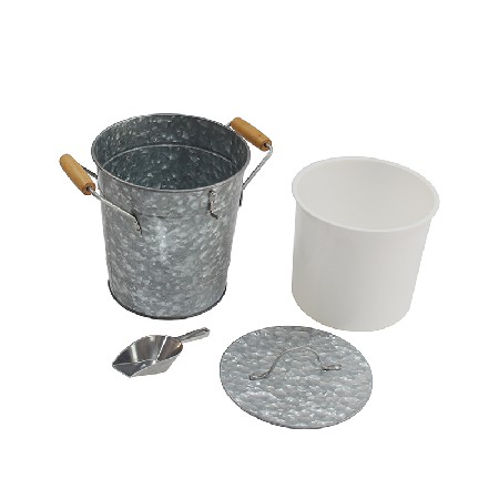 Metal Double Wall Drink Bucket With Lid And Scoop