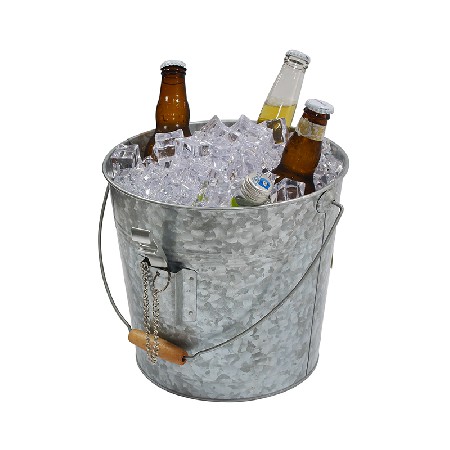 Galvanized Steel Party Champagne Beer Ice Bucket With Bottle Opener