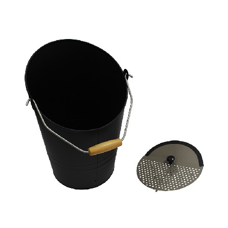 Black Fireplace Metal Hot Ash Bucket with Lid