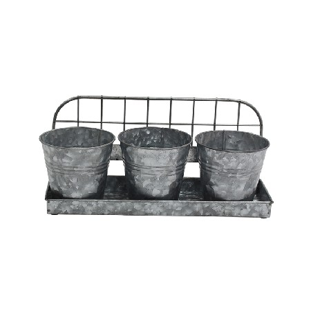 Country Style Galvanized Metal Wall-mounted Set 3 Flower pot