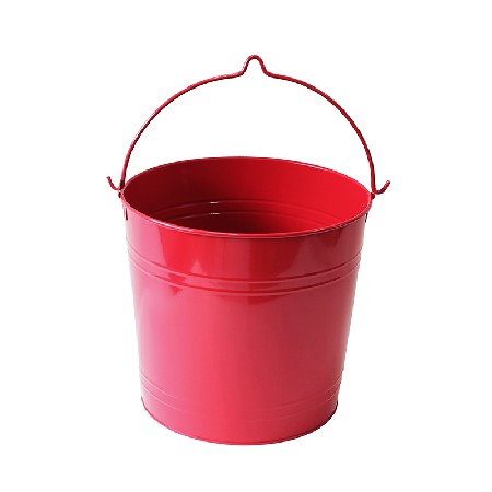 Red Tinplate Metal Home Decoration 12L Iron Bucket For Sale