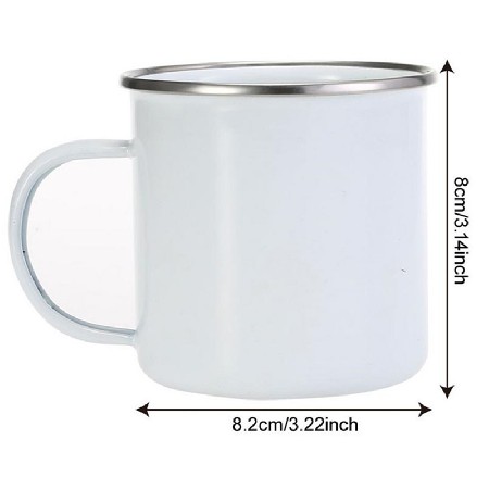 Camping Iron Heat transfer coating Stainless steel rimmed enamel cup with Handle