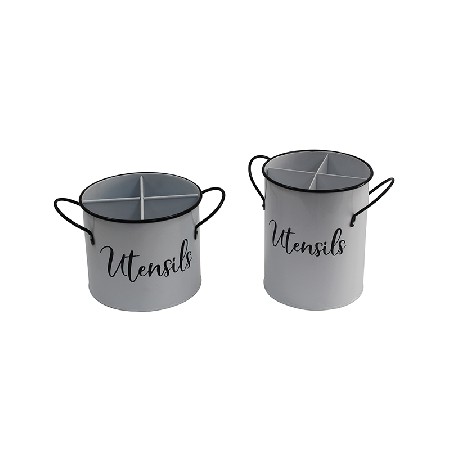 Power Coated Metal Farmhouse Decor Silverware Caddy Utensil Holder