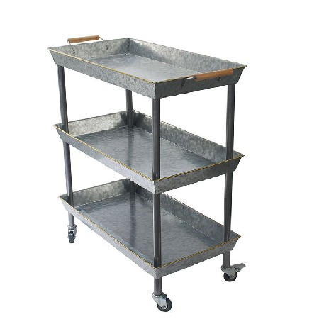 3-Tier Rolling Metal Storage Organizer Mobile Utility Cart with Caster Wheels