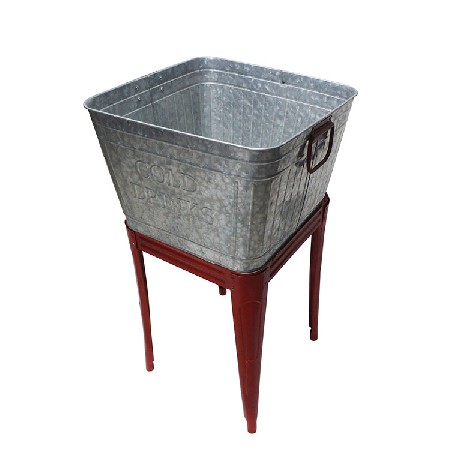 17 Gallon Metal Galvanized Party Cold Drink Beverage Tub With Stand