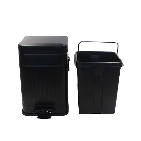 Zinc plated metal Pedal Bin Large Garbage Can with a removable plastic container