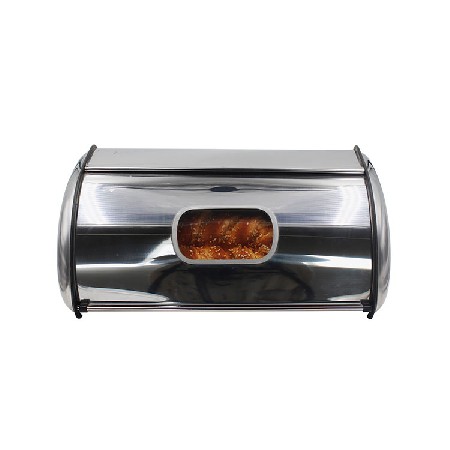 Bread Box for Kitchen Counter Matte Stainless Steel Bread Storage Bin Container with Roll up Lid