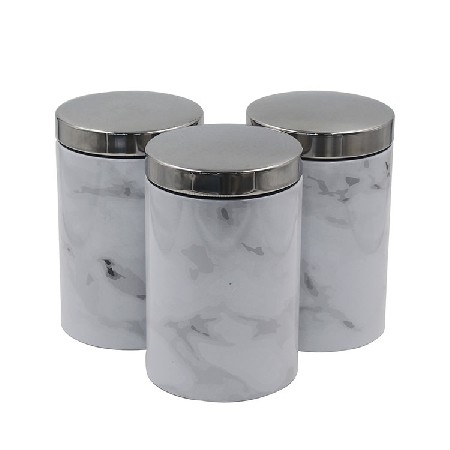 3 Piece Galvanized Metal Food Storage and Organization Canister Set