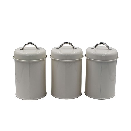 Cream Metal Rustic Farmhouse Country Decor Containers for Sugar Coffee Tea Storage