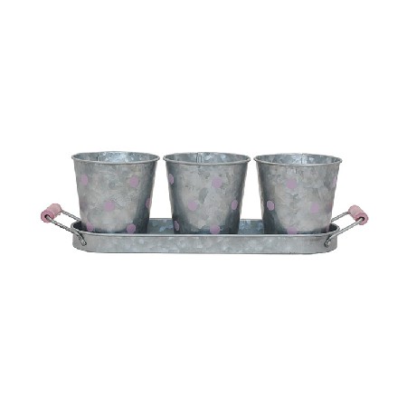 Galvanized Metal Indoor Outdoor Planter Herb Plant Pots With Tray