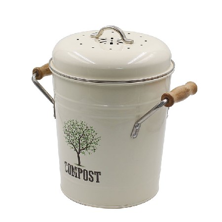 Carbon Steel Indoor Kitchen Compost Pail for Kitchen Countertop for Food Scraps