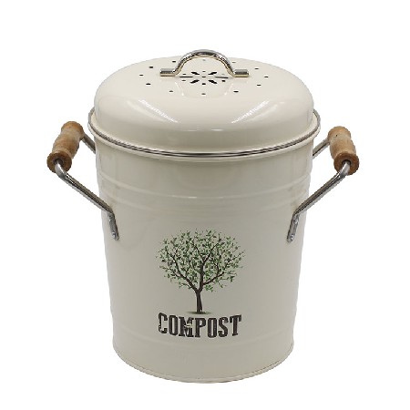 Carbon Steel Indoor Kitchen Compost Pail for Kitchen Countertop for Food Scraps