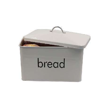 OEM ODM customized white rectangular large capacity kitchen galvanized iron bread box with iron cover