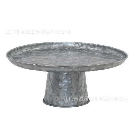 金屬工藝品創(chuàng)意圓形金屬歐式復(fù)古果盤托盤婚禮鍍鋅鐵藝單層蛋糕架