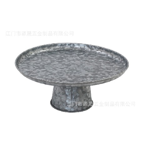 金屬工藝品創(chuàng)意圓形金屬歐式復(fù)古果盤托盤婚禮鍍鋅鐵藝單層蛋糕架